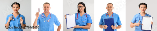 Set of many doctors on ligh...