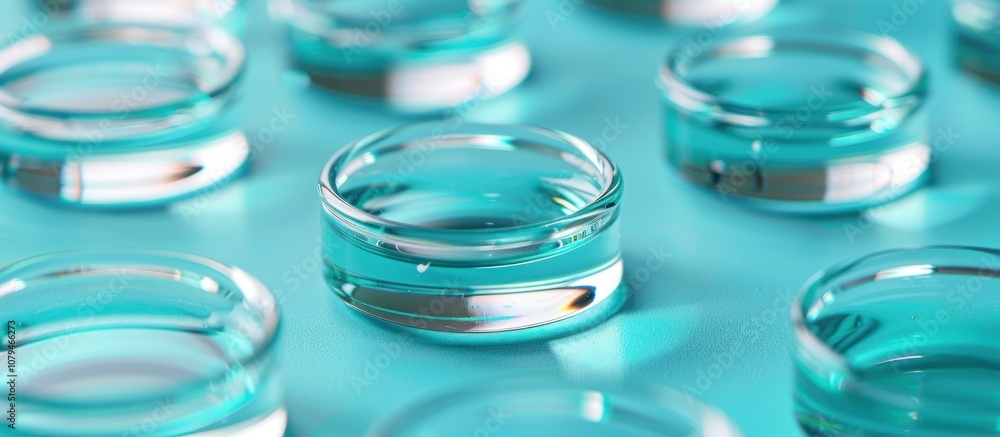 Turquoise Liquid in Glass Dishes Turquoise Liquid in Glass Dishes