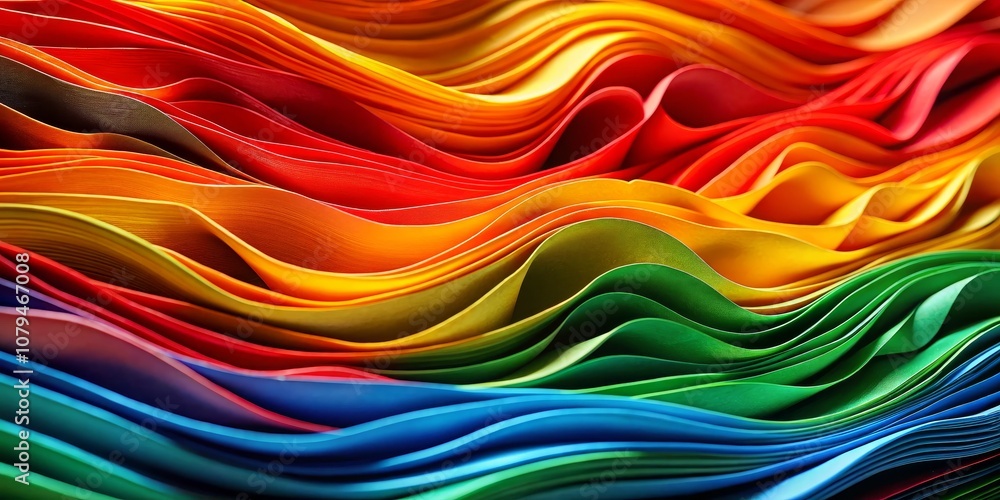 Obraz premium Abstract Wavy Rainbow Layers, abstract, digital art