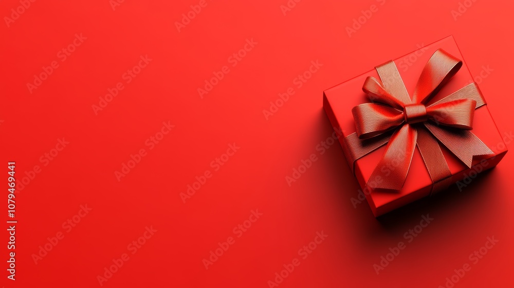 A close-up of a red gift box adorned with a vibrant red bow, perfect for festive celebrations and special occasions. A close-up of a red gift box adorned with a vibrant red bow, perfect for festive celebrations and special occasions.