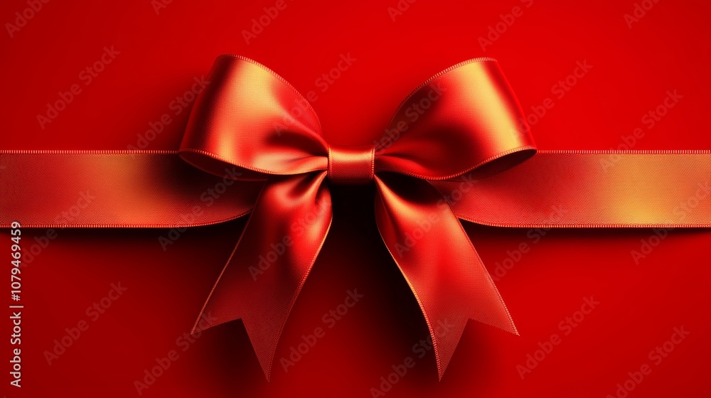 A vibrant red bow elegantly displayed against a matching red backdrop, creating a striking monochrome effect. A vibrant red bow elegantly displayed against a matching red backdrop, creating a striking monochrome effect.