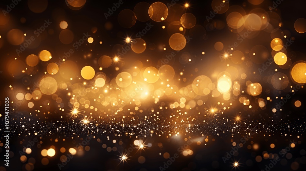 Golden Bokeh Lights on Black Background, Luxury Christmas New Year Illustration, Glitter Light Effect, Holiday Design, Abstract Glowing Defocused Effect Golden Bokeh Lights on Black Background, Luxury Christmas New Year Illustration, Glitter Light Effect, Holiday Design, Abstract Glowing Defocused Effect