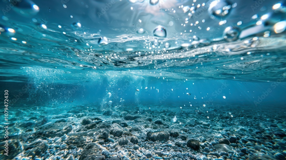 Blue water texture rippling with sparkles, splashes and bubbles. Abstract summer banner background with waves in the sun Blue water texture rippling with sparkles, splashes and bubbles. Abstract summer banner background with waves in the sun