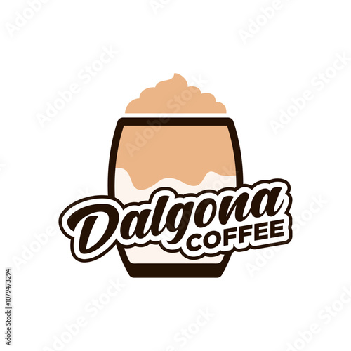 Dalgona coffee logo design vector illustration