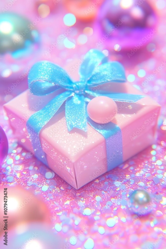 A small gift box adorned with a vibrant blue bow, perfect for special occasions and celebrations. A small gift box adorned with a vibrant blue bow, perfect for special occasions and celebrations.