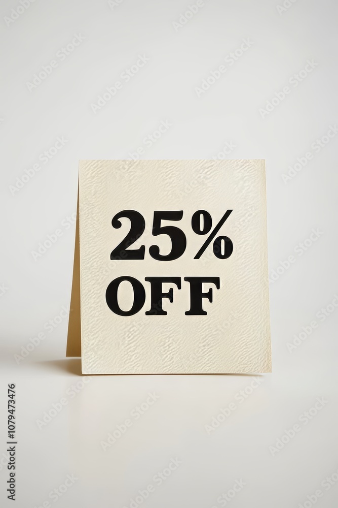 Minimalist Sale Announcement, Beige Square Note with 25 OFF Text on White Background Minimalist Sale Announcement, Beige Square Note with 25 OFF Text on White Background
