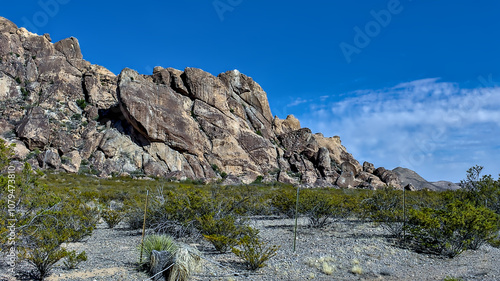 Very unique geological rock formations make up the Hueco Tanks State Park in El Paso County, Texas. photo