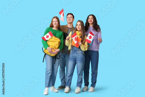 Group of students with flag...