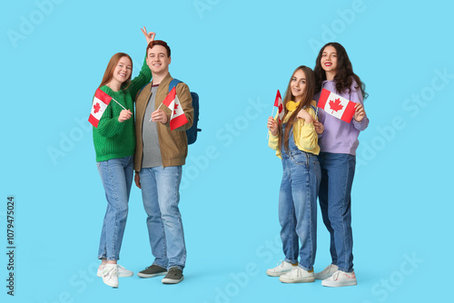 Group of students with flag...