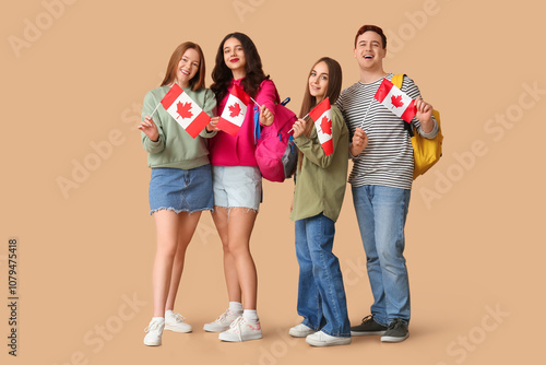 Group of students with flag...