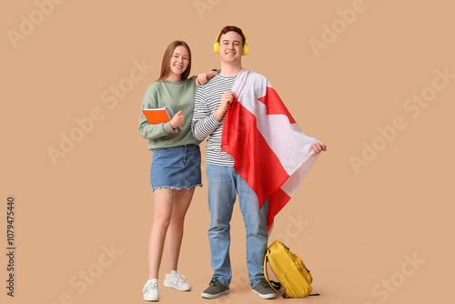 Students with flag of Canad...