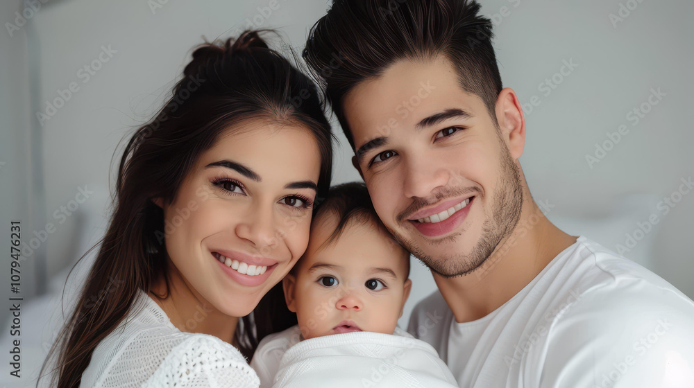 A joyful Latin American family shares a warm moment at home, celebrating love and togetherness with their young child. A joyful Latin American family shares a warm moment at home, celebrating love and togetherness with their young child.