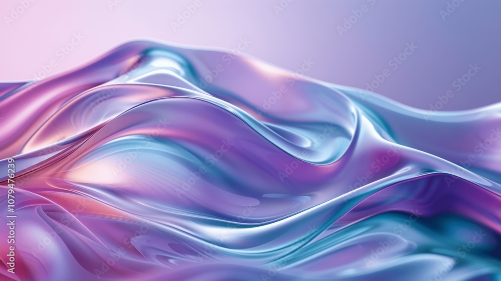 Creative 3D Abstract Background with Wavy Glass Shapes in Blue and Purple Creative 3D Abstract Background with Wavy Glass Shapes in Blue and Purple