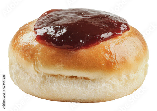 PNG Freshly baked donut with jelly topping on display photo