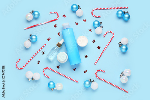 Christmas balls, confetti, ...