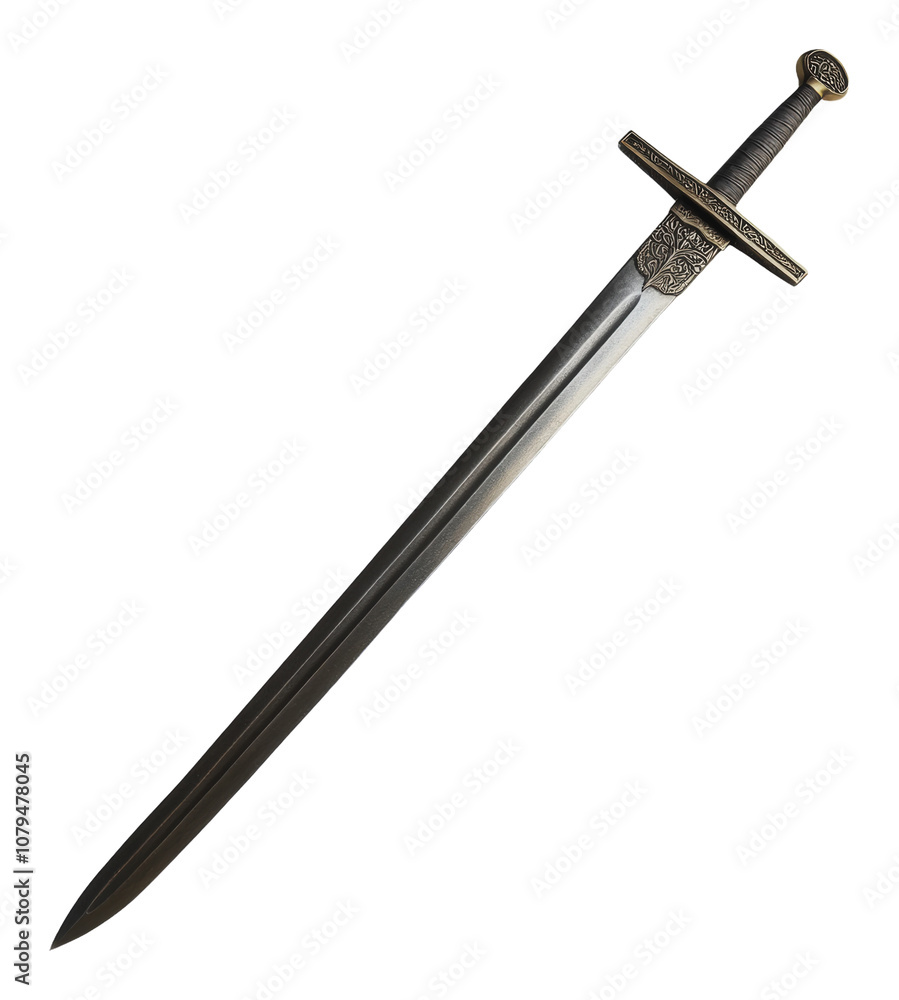 PNG A decorative medieval sword with intricate details PNG A decorative medieval sword with intricate details