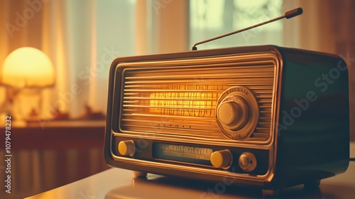 Vintage Radio Receiver on Table photo