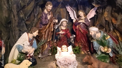 Slika na platnu Birth of Christ Christmas nativity diorama