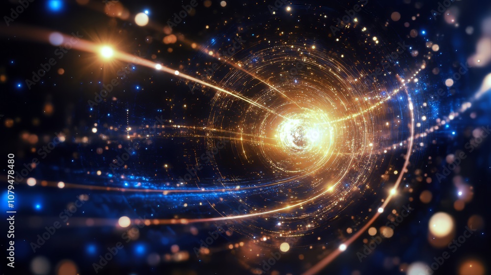 Vibrant Cosmic Vortex with Glowing Particles and Lights Vibrant Cosmic Vortex with Glowing Particles and Lights