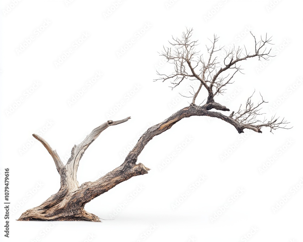 Artistic dry tree branch on a white isolated background. Artistic dry tree branch on a white isolated background.