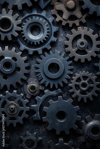 Minimalist Gears on Dark Gray Background