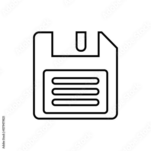 Floppy Disk Icon Single Thin line vector art set