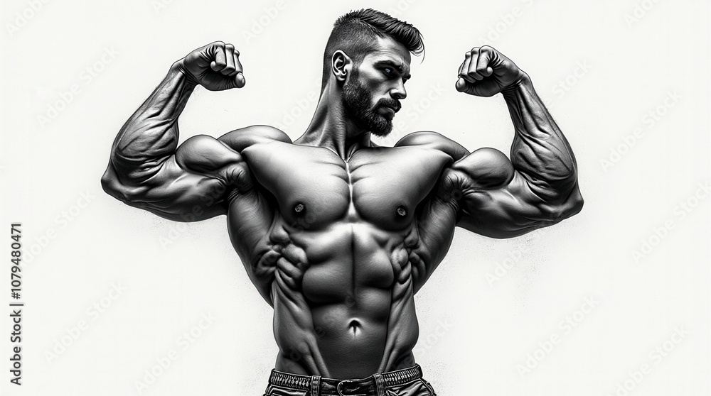 Muscular Arms of Strong Man Bodybuilder Sketch Engraving Apparel Design Muscular Arms of Strong Man Bodybuilder Sketch Engraving Apparel Design