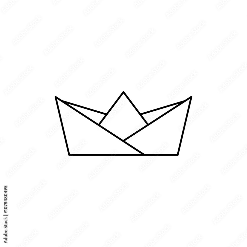 Paper Boat Icon Single Thin line vector art set Paper Boat Icon Single Thin line vector art set