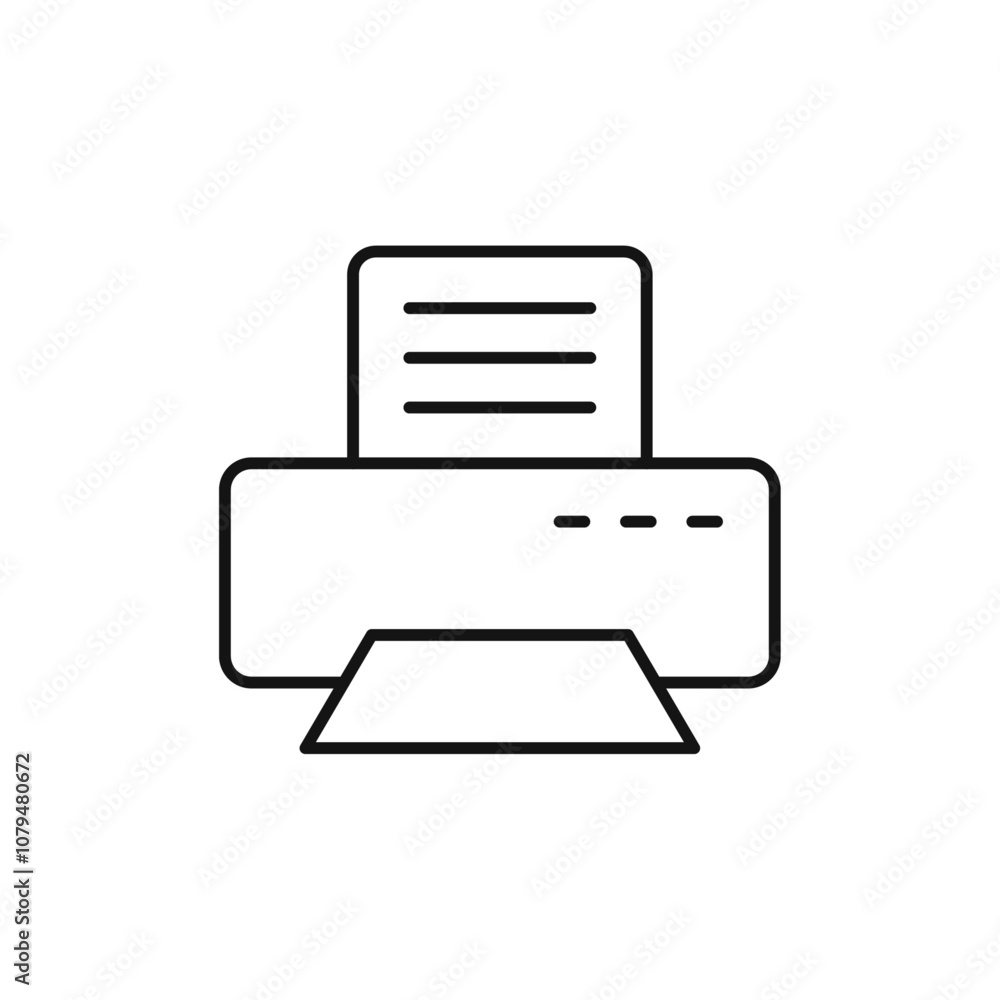 Print Button Icon Single Thin line vector art set Print Button Icon Single Thin line vector art set