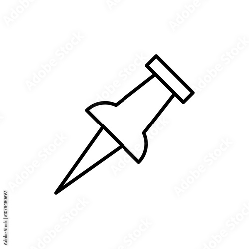 Push Pin Icon Single Thin line vector art set