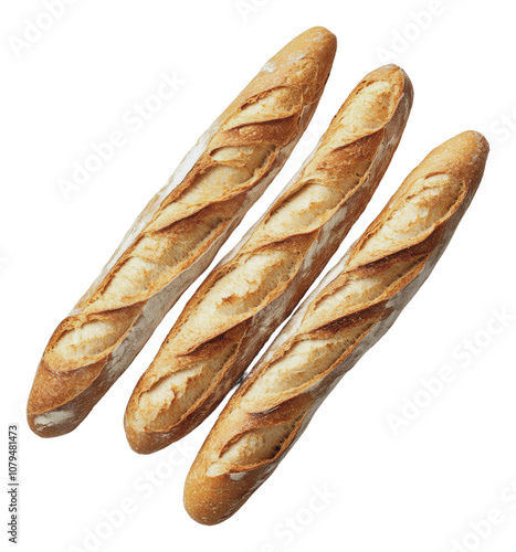 PNG Freshly baked baguettes arranged on a table photo