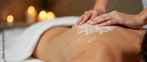 Wallpaper Mural A serene spa setting where a person receives an invigorating salt scrub massage. The relaxing atmosphere is enhanced by soft lighting and a soothing environment, promoting tranquility and self-care.

 Torontodigital.ca