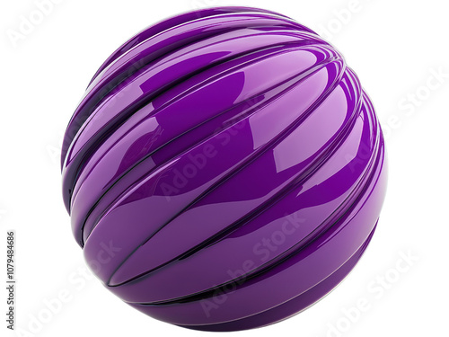 Glossy Purple Sphere with Curved Stripes