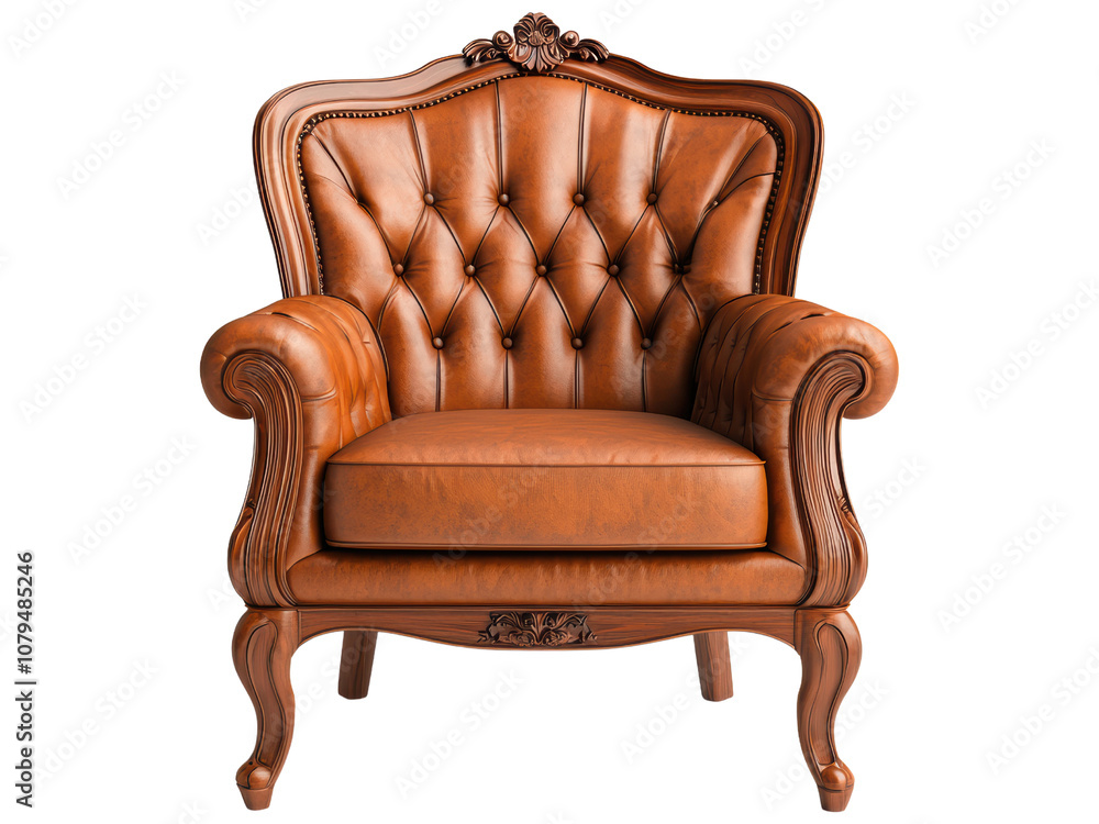 Elegant leather armchair with intricate detailing Elegant leather armchair with intricate detailing