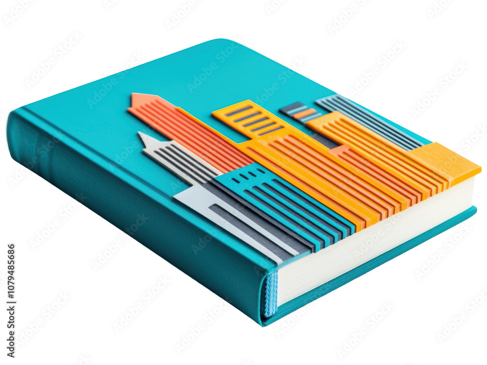 Modern Book with Colorful City Skyline Design Modern Book with Colorful City Skyline Design