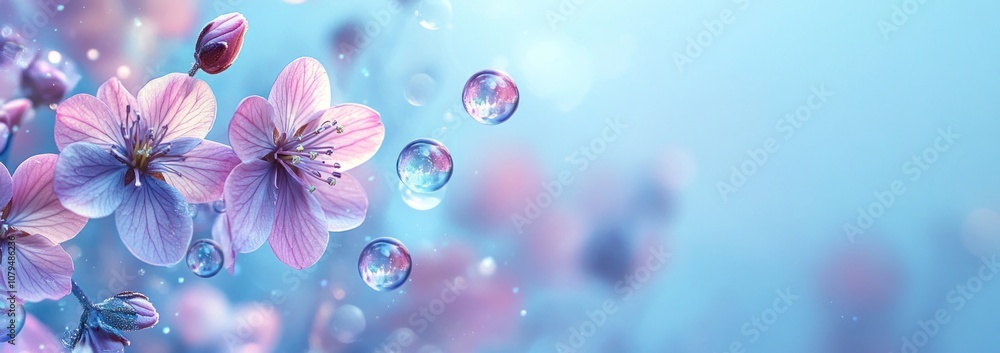 Delicate Pink Blossoms with Water Droplets Delicate Pink Blossoms with Water Droplets