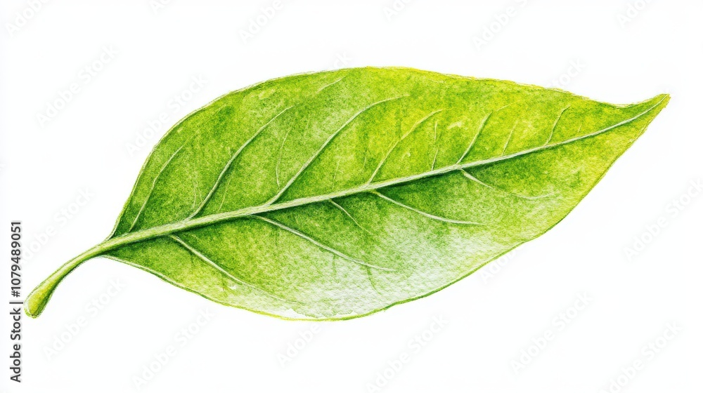 Green leaf on a white isolated background for contrast and clarity. Green leaf on a white isolated background for contrast and clarity.