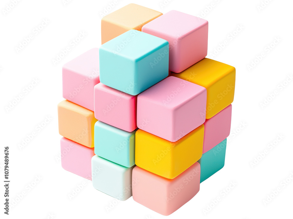 Colorful Cubes Stacked in Creative Arrangement Colorful Cubes Stacked in Creative Arrangement
