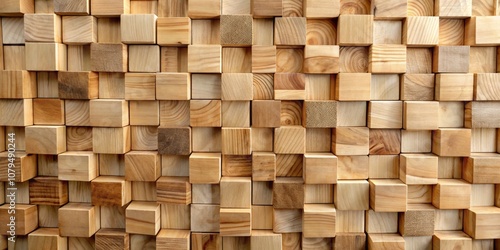 Abstract Wooden Cube Wall, Texture ,Background