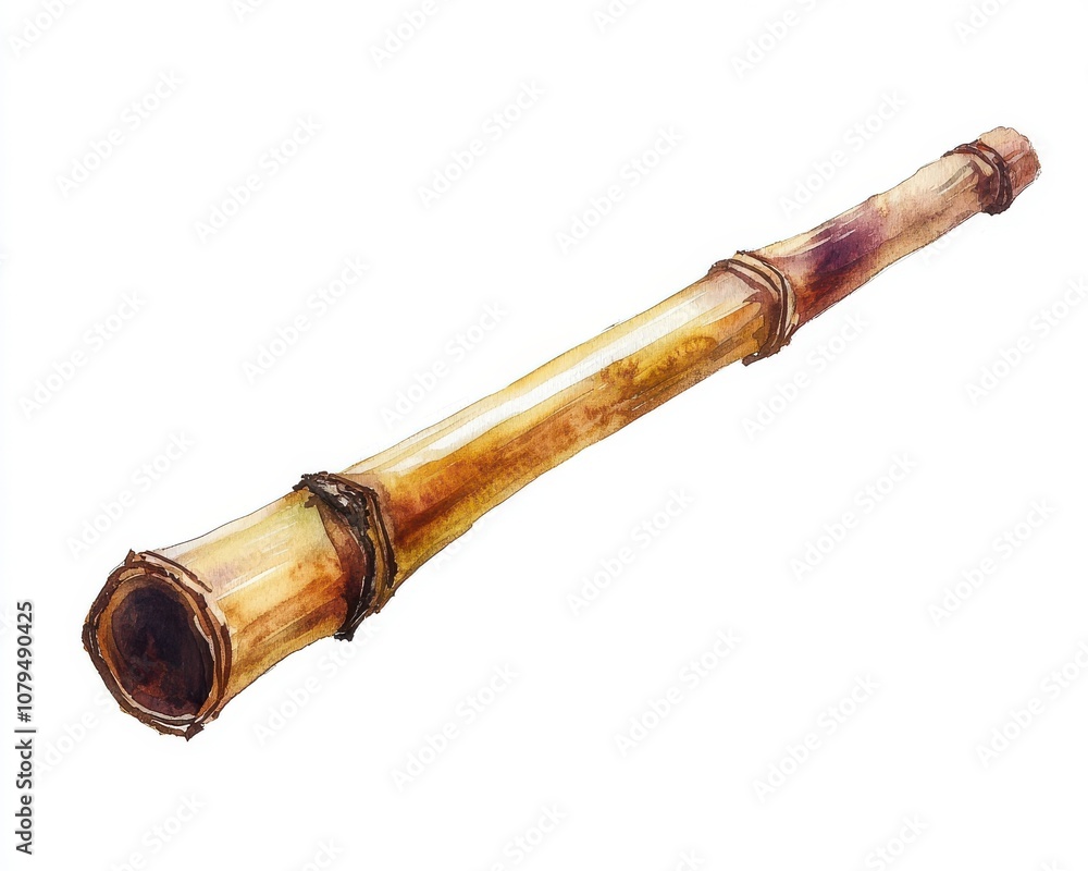 Handcrafted bamboo flute on a white isolated background. Handcrafted bamboo flute on a white isolated background.