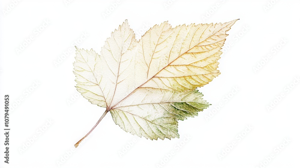 Fototapeta premium Maple leaf with soft colors against a white isolate background.