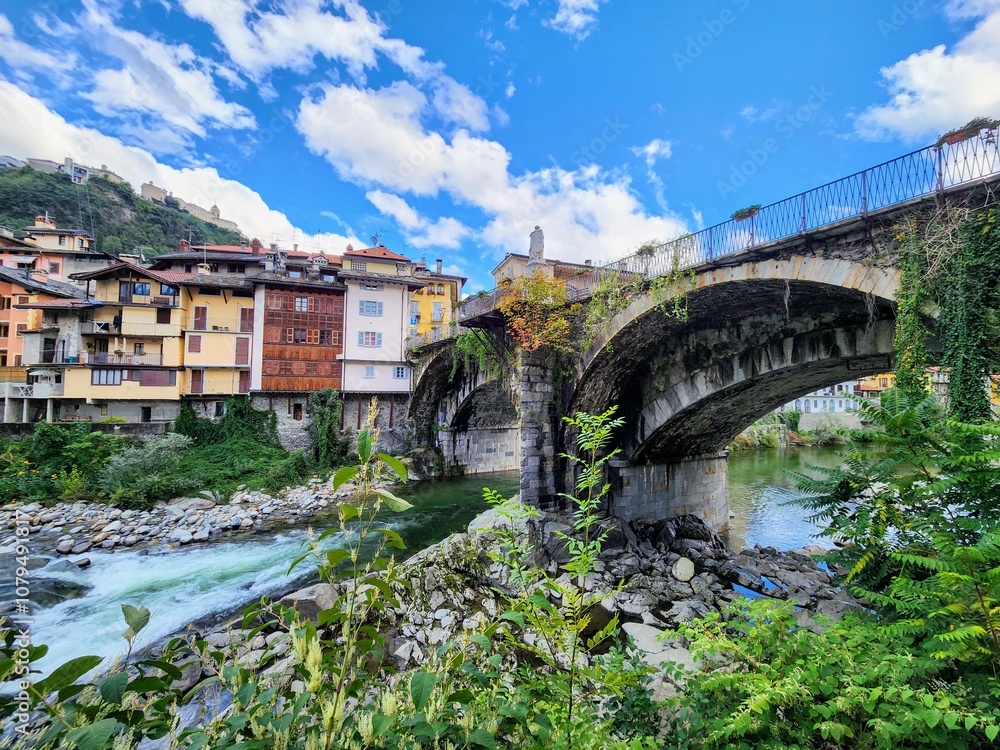 Old bridge over the river, Italy Old bridge over the river, Italy