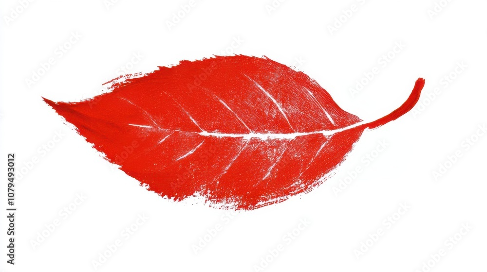Red leaf on white background, showcasing vibrant color and details. Red leaf on white background, showcasing vibrant color and details.