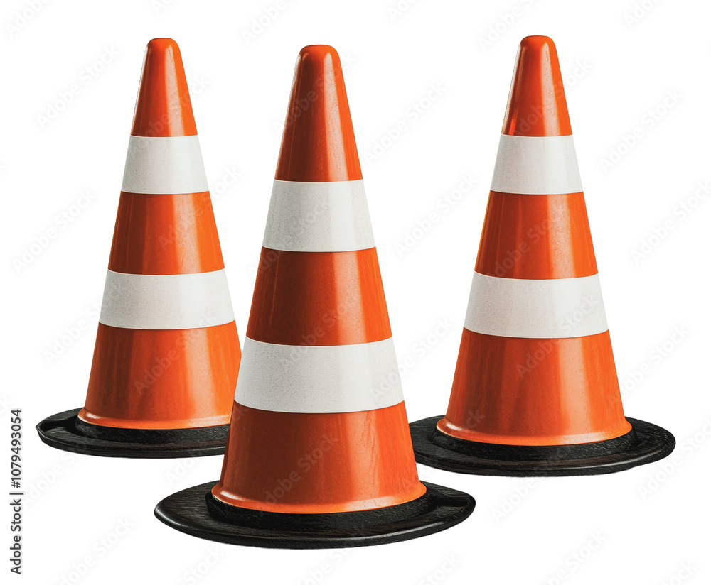 PNG Traffic cones set up for road safety PNG Traffic cones set up for road safety