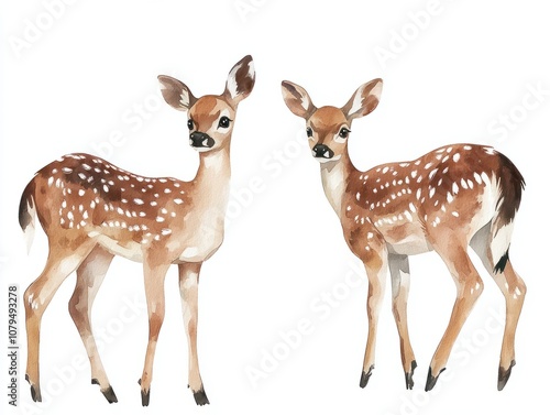 Cute deer watercolor illustration, animals and farm clipart