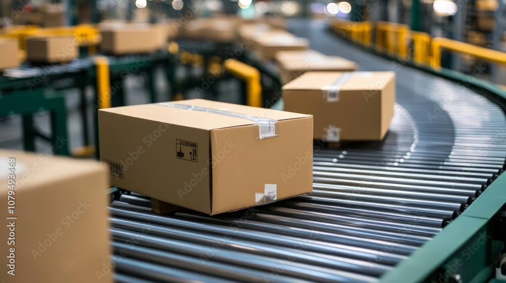 Gentle Handling Conveyor Systems, specialized conveyor systems for fragile items, featuring visible padding and safety mechanisms, ensuring secure transport of delicate boxes Gentle Handling Conveyor Systems, specialized conveyor systems for fragile items, featuring visible padding and safety mechanisms, ensuring secure transport of delicate boxes