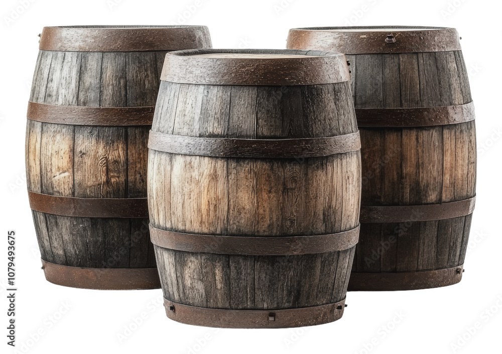 PNG Triangular arrangement of wooden barrels PNG Triangular arrangement of wooden barrels