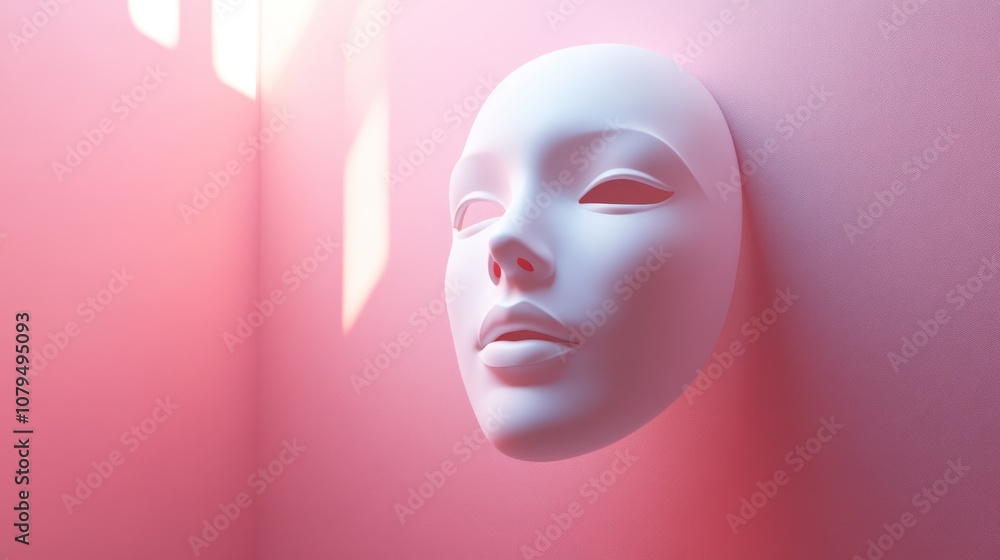 White Mask on Pink Wall White Mask on Pink Wall