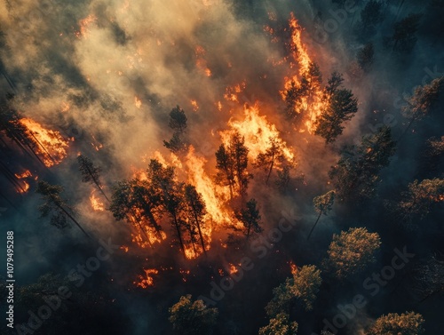 Wallpaper Mural Aerial View of Forest Fire Torontodigital.ca