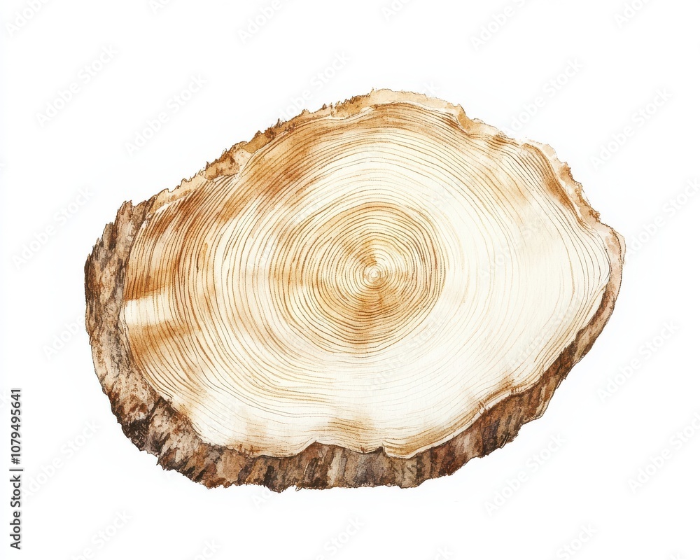 Tree stump with growth rings, white isolated background Tree stump with growth rings, white isolated background
